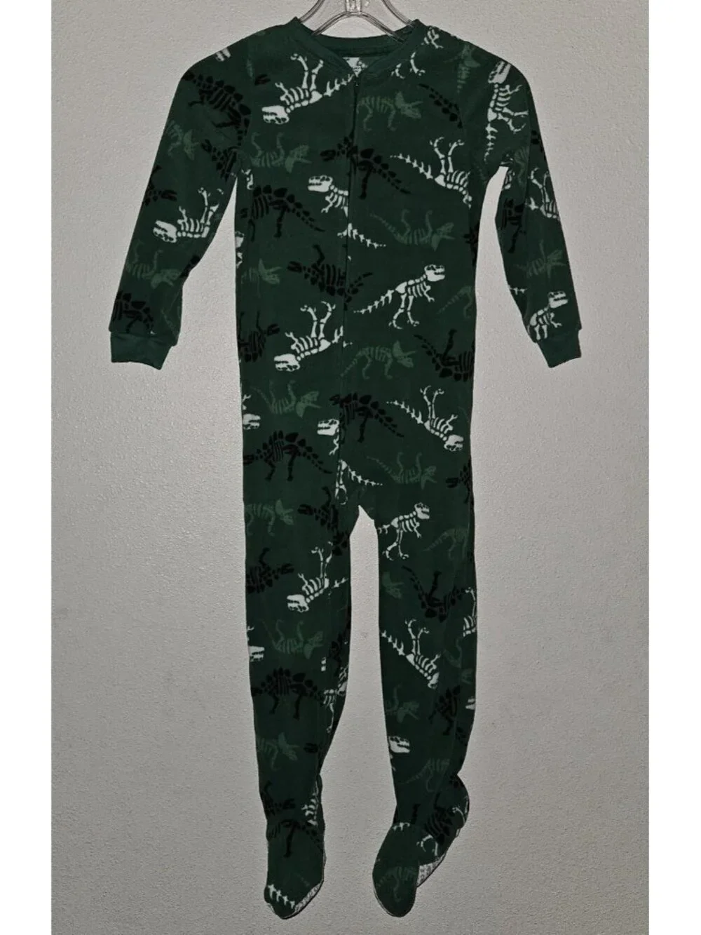 3 Carter's Simple Joys Footie Pajamas Lot Boys Size 6 Dinosaurs Black Green